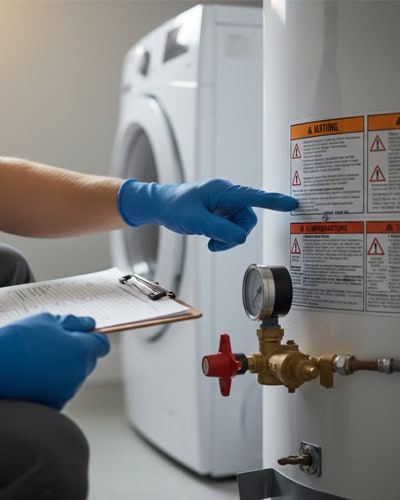 water heater inspection close up