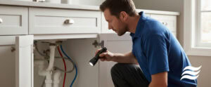 plumber performing annual plumbing inspection